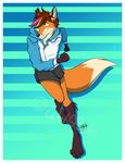  canine clothed clothing digital_media_(artwork) fox icefoxx male mammal running smile solo wolfpsalm 