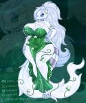 anthro asian_clothing big_breasts big_butt big_tail breasts butt claws clothing dress elegant_pose female female_anthro finger_claws flower fur generation_5_pokemon green_clothing green_dress hair hi_res legendary_pokemon lily_(flower) lily_pad long_hair long_tail lotus_(flower) makeup mature_anthro mature_female nintendo paws plant pokemon pokemon_(species) reshiram solo standing tail thick_thighs toe_claws white_body white_fur wide_hips yyukiartt