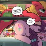  2017 animal_genitalia animal_penis apple_bloom_(mlp) balls big_macintosh_(mlp) blush cum cum_inside cum_leaking cutie_mark_crusaders_(mlp) dialogue duo_focus earth_pony equine equine_penis erection feather_bangs_(mlp) female friendship_is_magic group horn horse inside lumineko male male/female mammal my_little_pony penetration penis pony scootaloo_(mlp) sugar_belle_(mlp) sweetie_belle_(mlp) text unicorn 