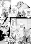  anthro black_and_white canine clothed clothing comic dialogue disney english_text fox jack_savage judy_hopps lagomorph mammal monochrome necktie nick_wilde rabbit rem289 speech_bubble text zootopia 