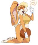  &lt;3 anthro basketball blush bottomless breasts clothed clothing female jinu lagomorph lola_bunny looney_tunes mammal open_mouth rabbit solo v_sign warner_brothers 