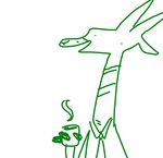  2017 antelope anthro beverage coffee cup disney fan_character green_and_white holding_object horn looking_at_viewer mammal monochrome necktie open_mouth open_smile simple_background smile solo the_weaver the_weaver_(character) white_background zootopia 