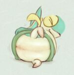 >w< ambiguous_gender big_tail generation_5_pokemon miii_cho nintendo plant pokemon pokemon_(species) snivy solo spread_legs spreading stretching tail tailbutt tentacles underbelly vine_tentacles vines wide_crotch