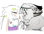 2025 anthro arknights blush blush_lines clothed clothing duo eyelashes eyes_closed felid female female/female french_kissing fur grey_body grey_fur grey_hair hair hand_holding hi_res hypergryph kissing lagomorph leporid long_ears long_hair mammal off_shoulder pantherine pramanix_(arknights) purple_clothing purple_sweater purple_topwear rabbit shiyaa_stuff short_hair snow_leopard studio_montagne sweater topwear white_body white_fur white_hair