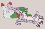 anthro blush bodily_fluids crossed_legs eyes_closed fan_character feet_in_air felid feline fellatio female female_anthro fingers fur gardevoir generation_3_pokemon genitals green_body green_fur hair handpaw hi_res holding_leg hooved_fingers hooved_toes hooves long_hair looking_at_another lying male male/female male_anthro mammal multicolored_body multicolored_fur nintendo oral paw_on_belly paws penile penis pokemon pokemon_(species) serval sex shy starlit_aster sweat sweatdrop tied_hair vein veiny_penis