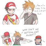  3boys age_difference green_(pokemon) multiple_boys pokemon pokemon_(anime) pokemon_sm pokemon_sm_(anime) red_(pokemon) satoshi_(pokemon) unknownlifeform 