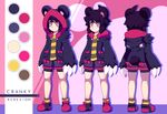  2015 animal_humanoid bear bear_humanoid claws clothed clothing cranky-kun crankyconstruct english_text humanoid male mammal model_sheet open_hoodie pink_eyes shorts solo standing text 