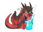  ambiguous_gender chibi claws dragon feral green_eyes horn membranous_wings ridged_horn rikitoka scalie simple_background sitting solo tongue western_dragon white_background wings 