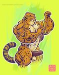  2015 abs anthro balls benji_(character) big_balls big_penis clouded_leopard comparing ear_piercing erection feline flexing green_eyes hyper hyper_muscles mainlion male mammal markings measuring muscular muscular_male nude pecs penis piercing simple_background smug tattoo thick_thighs 