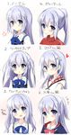 :o alternate_costume alternate_hairstyle bangs blouse blue_bow blue_eyes blue_jacket blue_neckwear blue_vest blush bow bowtie closed_mouth collared_shirt commentary cosplay eyebrows_visible_through_hair flat_chest flower gochuumon_wa_usagi_desu_ka? hair_between_eyes hair_ornament hairclip heart highres hoto_cocoa hoto_cocoa's_school_uniform hoto_cocoa_(cosplay) jacket kafuu_chino kin-iro_mosaic kouda_suzu kujou_karen kujou_karen_(cosplay) light_blue_hair long_hair looking_at_viewer multiple_views one_side_up open_mouth pink_bow plaid_collar ponytail portrait rabbit_house_uniform red_jacket sailor_collar school_uniform serafuku shirt short_sleeves sidelocks smile striped striped_bow track_jacket translated two_side_up uniform vest wavy_hair white_background white_blouse white_shirt wing_collar x_hair_ornament 