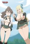  blonde_hair blush boku_wa_tomodachi_ga_sukunai breasts brown_hair cosplay fairy_tail glasses kashiwazaki_sena kashiwazaki_sena_(cosplay) lucy_heartfilia nipples open_mouth pussy shaved_pussy shiguma_rika shiguma_rika_(cosplay) skirt zeira 