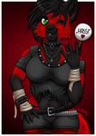  anthro band-aid bandage clothed clothing collar digital_media_(artwork) female goth grungy looking_at_viewer one_eye_closed piercing simple_background smile solo standing wink 