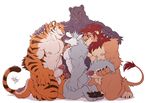  2017 abs anthro biceps big_muscles canine digital_media_(artwork) feline fur hi_res inner_ear_fluff lion male mammal muscular muscular_male nipples nude panther pecs penis pink_nose stripes takemoto_arashi tiger tuft whiskers wolf 
