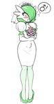  bouquet bulge clothed clothing crossdressing dress english_text flower gardevoir girly green_lips humanoid lipstick makeup male nintendo plant pok&eacute;mon sealguy simple_background solo tears text video_games wedding_dress wife 