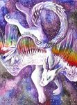  dragon flying furry_dragon fuzzymaro night sky traditional_media_(artwork) watercolor_(artwork) 