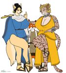  anthro big_breasts breasts canine cleavage clothed clothing digital_media_(artwork) feline female footwear fox group hair hand_on_head huge_breasts jewelry larger_female looking_down looking_up male mammal nervous ohs688 prostitutes sandals seductive simple_background size_difference smaller_male smile standing sweat voluptuous wide_hips 