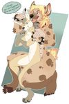  african_wild_dog anthro armwear boon_digges canine chest_tuft claws clothing collar evanrude feet female hyena male male/female mammal multi_nipple nipples piercing size_difference spooning spoony tuft 