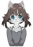  1girl :3 blue_eyes brown_hair cat female furry husamochi_coo smile solo 