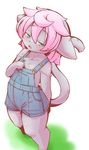  artist_request cat flat_chested furry green_eyes pink_hair short_hair 