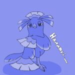  animal_focus bird closed_mouth commentary_request full_body half-closed_eyes horubi_non monochrome no_humans oricorio oricorio_(sensu) pokemon pokemon_(creature) pokemon_focus purple_background purple_theme sad simple_background solo 