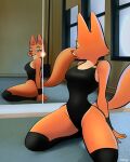 2026 49ersrule07 4:5 anthro barbell_piercing bedroom_eyes big_breasts black_clothing black_leotard breasts canid canine cleavage clothed clothing curvy_figure diane_foxington dreamworks eyebrow_piercing eyebrows eyelashes facial_piercing female fox fur glistening_eyelids hi_res highleg highleg_leotard hourglass_figure inner_ear_fluff kneeling legwear leotard long_eyelashes looking_at_mirror looking_at_object looking_at_viewer mammal mirror mirror_reflection narrowed_eyes orange_body orange_fur piercing reflection seductive slim solo spread_legs spreading tan_body tan_fur the_bad_guys thick_thighs tuft