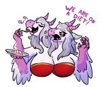 2_heads anthro beak big_breasts breasts cake dessert diet dragon eastern_dragon eating european_mythology female food furufoo greek_mythology hair horn hydra long_hair multi_head multi_limb mythological_creature mythological_scalie mythology scalie