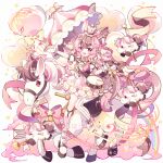  1girl :d animal_ears artist_name asymmetrical_legwear balloon blush brown_hair brown_shirt brown_shoes commentary dot_nose full_body hair_ribbon hat heart_balloon horse horse_ears horse_girl horse_tail hyou_(pixiv3677917) legwear_garter long_hair mismatched_legwear multicolored_hair open_mouth original outstretched_arm pink_eyes pink_hair pink_hat pink_skirt pink_socks ribbon shirt shoes short_sleeves skirt smile socks solo striped_clothes striped_skirt striped_socks striped_thighhighs symbol-only_commentary tail thighhighs two-tone_hair uneven_legwear vertical-striped_clothes vertical-striped_skirt vertical-striped_socks vertical-striped_thighhighs watermark white_thighhighs yellow_ribbon 