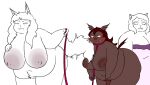 2026 anthro areola big_areola blush boar_diana_(oxkingky) breasts brown_body brown_fur cat_diana_(oxkingky) catherine_(oxkingky) domestic_cat embarrassed felid feline felis female fist fur genitals group gynomorph gynomorph/female holding_leash holding_object humanoid_genitalia humanoid_penis humiliation intersex intersex/female leash mammal nipples nude obese obese_female overweight overweight_female overweight_gynomorph overweight_intersex oxkingky penis simple_background suid suine sus_(pig) trio white_background white_body white_fur wild_boar