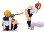  2girls :p :q ahoge arm_support artist_request ass bent_over blonde_hair blue_eyes blush brown_eyes brown_hair consensual dildo footwear group_masturbation kyoudyu legs looking_back machine masturbation multiple_girls mutual_masturbation no_panties open_mouth orange_hair orgasm pussy_juice red_eyes red_hair school_uniform serafuku sex_machine short_hair skirt skirt_lift smile socks speed_lines spread_legs sweat tongue tongue_out trembling 