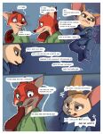 angry anthro border canid canine clothing comic dialogue disney duo english_text fennec_fox finnick_(zootopia) fox hi_res kuuneho male mammal nick_wilde onesie raining sad speech_bubble text true_fox white_border worried zootopia