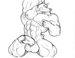  balls blitz line_art male muscles nipples penis plain_background road_rovers shaded solo unknown_artist white_background 