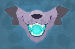 anthro black_nose cheek_tuft colored disembodied_mouth facial_tuft fur glowing glowing_mouth grey_body grey_fur hi_res hyena mammal mouth_shot open_mouth sharp_teeth tannith_hyena tannith_iceheart teeth teeth_showing tuft