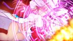  1girl breasts casting_spell cleavage cleavage_cutout closed_eyes clothing_cutout detached_sleeves dress dutch_angle elbow_gloves en_ciel_rena en_ciel_rena_(magius) explosion firing game_cg gloves kourin_tenshi_en_ciel_rena large_breasts large_variant_set long_hair magic magic_circle magical_girl non-web_source official_art panties pantyshot pink_hair saitou_natsuki solo suhamaya thigh_gap tomoe_rena underwear variant_set white_gloves white_panties 