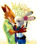  2017 ajie-g-sketchbook anthro canine clothed clothing disney female fox fur green_eyes hawaiian_shirt hi_res judy_hopps lagomorph male mammal necktie nick_wilde police_uniform purple_eyes rabbit shirt simple_background uniform zootopia 