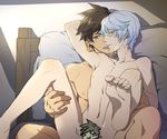  ) 2boys anal barefoot bed blush feet lifting looking_at_viewer male_focus mikleo_(tales multiple_boys naughty_face nipples nude pillow sex sorey_(tales) steam sweat tagme tales_of_(series) tales_of_zestiria toes yaoi zehel_az 