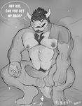  2017 anthro balls barefoot bowser captain_nikko digital_media_(artwork) erection hair horn humanoid_penis koopa male mario_bros muscular nintendo nipples nude open_mouth partially_retracted_foreskin penis precum pubes scalie solo text towel uncut video_games 
