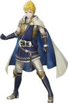  3d belt blonde_hair blue_eyes boots cape circlet elbow_gloves fire_emblem fire_emblem_musou full_body game_model gloves highres jewelry knee_boots looking_at_viewer male_focus official_art pants short_sleeves smile solo standing transparent_background zion_(fire_emblem) 