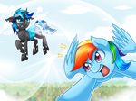  better_version_at_source changeling duo equine female feral flying friendship_is_magic horn mammal my_little_pony pegasus tagme vavacung wings 