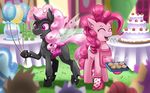  balloon better_version_at_source changeling clothed clothing duo earth_pony equine female feral food friendship_is_magic horse mammal my_little_pony open_mouth pony tagme teeth tongue vavacung 