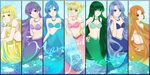  blue_bra blue_eyes blue_hair bra caren_(mermaid_melody_pichi_pichi_pitch) coco_(mermaid_melody_pichi_pichi_pitch) flower green_bra green_eyes green_hair hair_between_eyes hair_flower hair_ornament houshou_hanon long_hair mermaid mermaid_melody_pichi_pichi_pitch monster_girl murasaki_(eggplant397) nanami_lucia noel_(mermaid_melody_pichi_pichi_pitch) orange_bra orange_eyes orange_hair pink_bra purple_bra purple_eyes purple_hair seira_(mermaid_melody_pichi_pichi_pitch) shell_necklace smiley_face touin_rina underwear yellow_bra yellow_eyes 