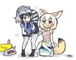  absurdres animal_ears animal_print between_thighs black_hair blonde_hair blood blush bow bowtie brown_eyes common_raccoon_(kemono_friends) female_pervert fennec_(kemono_friends) fox_ears fox_tail gloves highres kemono_friends kerorin_(brand) lucky_beast_(kemono_friends) multicolored_hair multiple_girls nosebleed open_mouth pervert plains_zebra_(kemono_friends) raccoon_ears raccoon_tail rogubo savanna_striped_giant_slug_(kemono_friends) short_hair short_sleeves skirt smile soapland tail translated washing_hands zebra_ears zebra_print 