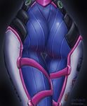  1girl ass bodysuit d.va_(overwatch) from_behind meridier overwatch pov_ass shiny shiny_clothes skin_tight solo 
