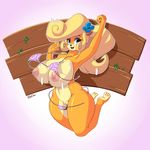  2017 5_fingers anthro areola bandicoot big_breasts bikini black_nose blonde_hair blue_eyes breasts clothing coco_bandicoot crash_bandicoot_(series) don_ko eyebrows eyelashes eyeshadow female flower flower_in_hair hair hi_res huge_breasts invalid_tag looking_at_viewer makeup mammal marsupial navel nipples open_mouth plant pussy raised_arm solo swimsuit thick_thighs tongue video_games wardrobe_malfunction wide_hips 