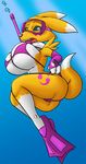  2017 anthro big_breasts bikini breasts cleavage clothed clothing creatiffy digimon female huge_breasts renamon solo swimsuit under_boob underwater water 