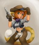  breath_of_fire clothing cowgirl_(disambiguation) crotchless_pants dogyd feline female fur gloves gun katt_(breath_of_fire) mammal navel pants ranged_weapon solo tiger video_games weapon 