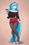  &lt;3 2017 anthro askbubblelee beverage blue_hair bubble_lee_(character) cat-named-fish clothed clothing coffee equine fan_character hair horn jewelry mammal my_little_pony necklace purse solo unicorn 
