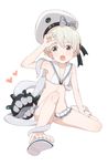  bikini blonde_hair blue_eyes clothes_writing coupon_(skyth) enemy_naval_mine_(kantai_collection) hat heart kantai_collection sailor_bikini sailor_collar sailor_hat short_hair simple_background solo swimsuit tears white_background white_bikini white_hat white_sailor_collar z1_leberecht_maass_(kantai_collection) 