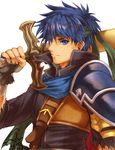  bad_id bad_pixiv_id blue_eyes blue_hair cape fire_emblem fire_emblem:_souen_no_kiseki gloves headband ike looking_at_viewer male_focus nemupon_(goodlucky) ragnell short_hair smile sword weapon 