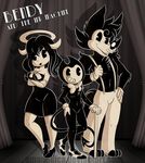  2017 alice_angel amanddica anthro bendy bendy_and_the_ink_machine black_body black_fur boris bow_tie breasts canine clothing demon female fur gloves male mammal overalls teeth wolf 