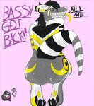  2017 anthro bass beautyofthebass big_butt black_fur butt canine claws demon digital_media_(artwork) digitigrade dog embarrassed fluffy fur hair hi_res hybrid invalid_color looking_at_viewer looking_back male mammal mikalovesyou nude pads_(disambiguation) pawpads paws peets simple_background smile solo speaker stripes sweat sweaty_butt tongue white_fur 